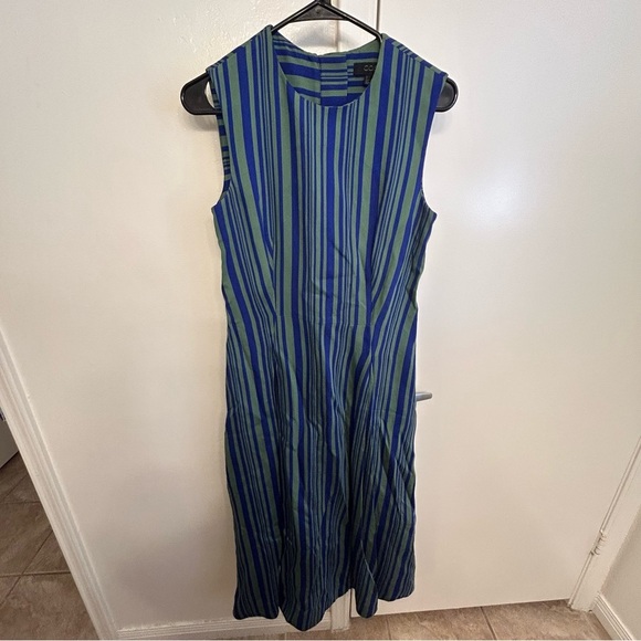 COS Blue Green Striped Sleeveless A-Line Dress Size US 6 - Picture 3 of 14